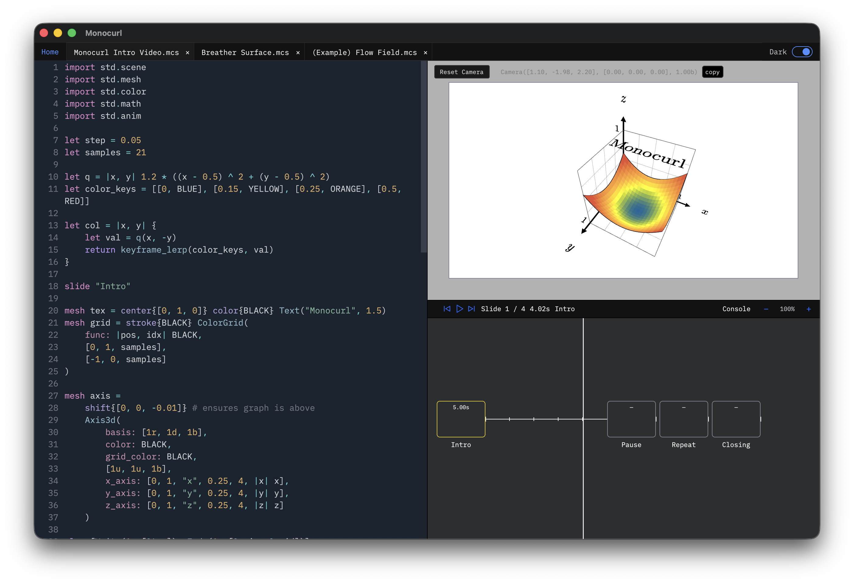 Monocurl editor example
